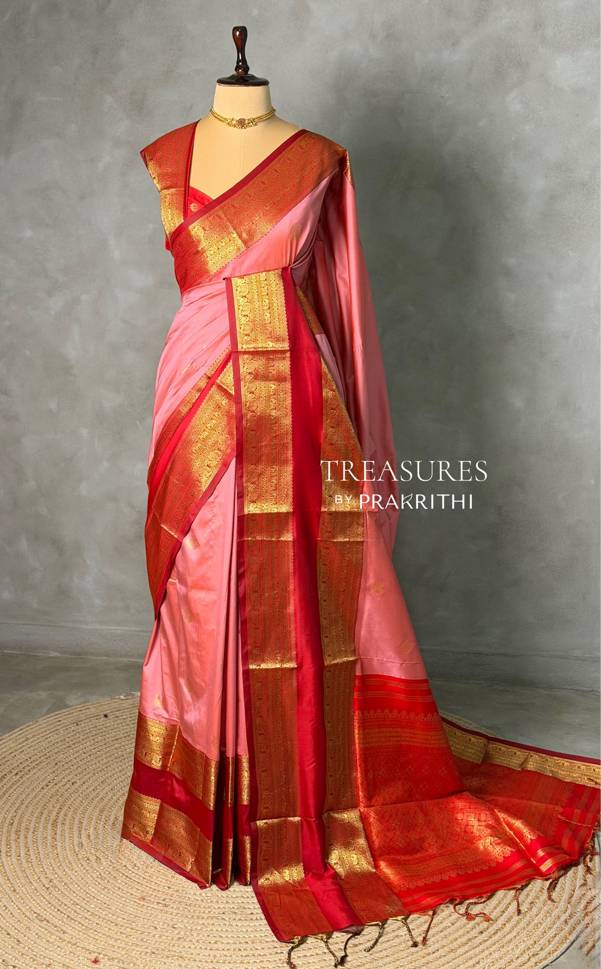 Pink and Maroon Red silk saree -BSP28A