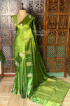 Parrot green Banarasi Crape silk saree - PBRHB6