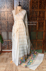 Off white Jute Tissue saree- PBR61F