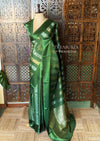 Green Banarasi Crape silk saree - PBRHC1