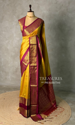 Greenish Yellow and maroon silk saree -BSP28D
