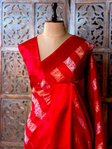 Red Banarasi Crape silk saree - PBRHC7