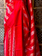 Red Banarasi Crape silk saree - PBRHC7