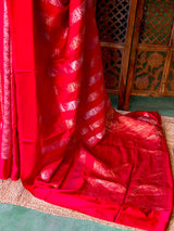Red Banarasi Crape silk saree - PBRHC7