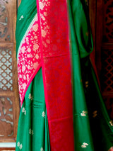 Green and magenta Banarasi Crape silk saree - PBRHD1