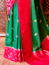 Green and magenta Banarasi Crape silk saree - PBRHD1