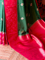 Green and magenta Banarasi Crape silk saree - PBRHD1