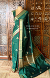 Dark Green Semi Raw mango silk saree- PBR50