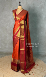 Rust Orange and Maroon silk saree -BSP28I