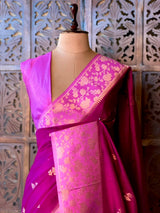 Purple and mauve pink Banarasi Crape silk saree - PBRHD4