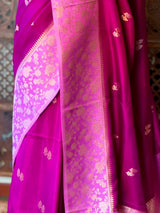 Purple and mauve pink Banarasi Crape silk saree - PBRHD4