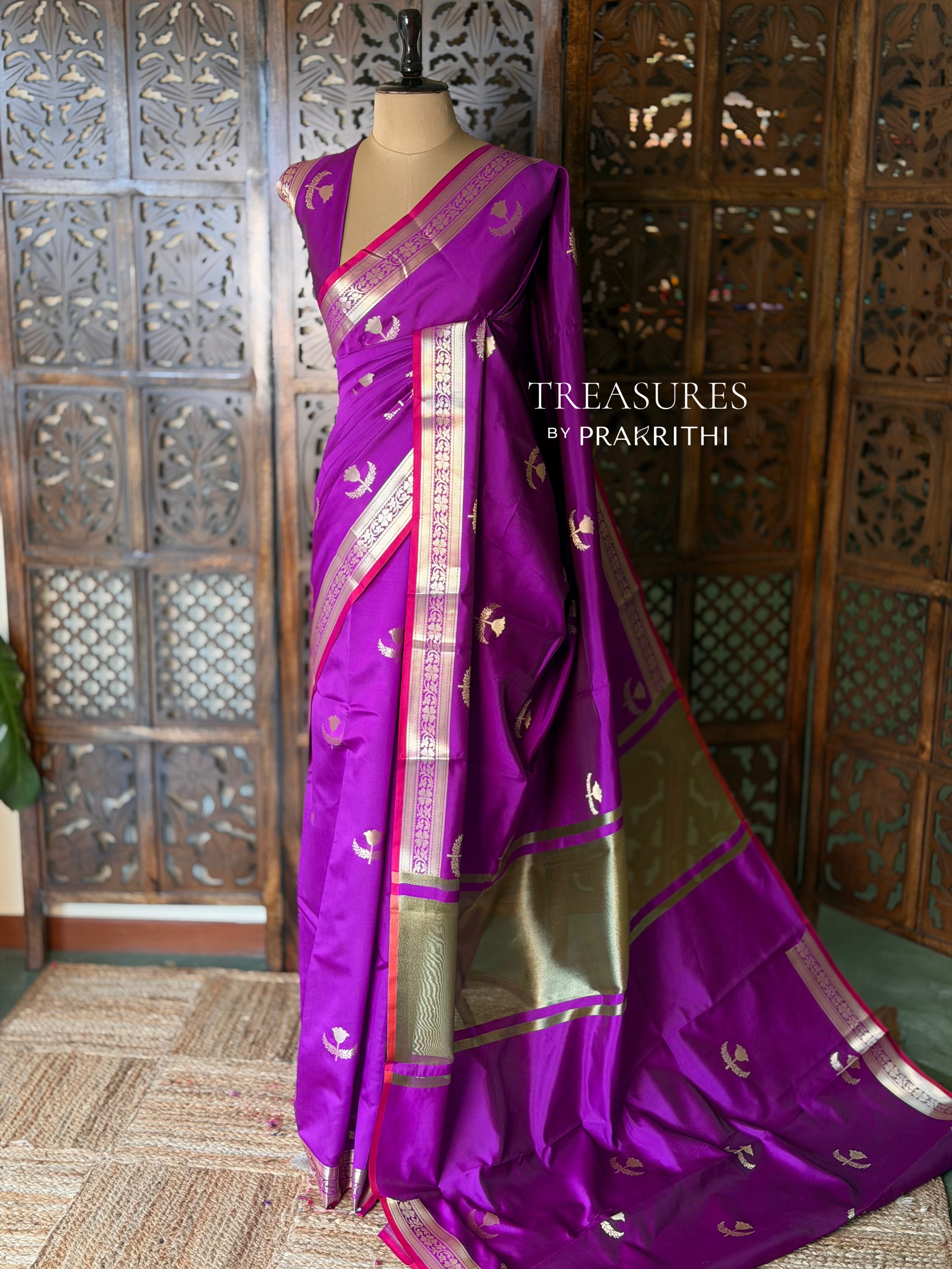 Vadamalli Semi Raw mango silk saree- PBR50A