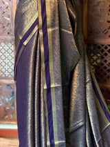 Deep Violet Banarasi Crape silk saree - PBRHE2