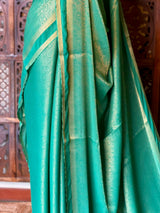 Aqua Blue Banarasi Crape silk saree - PBRHE3