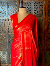 Redt Banarasi Crape silk saree - PBRHE3