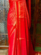 Redt Banarasi Crape silk saree - PBRHE3