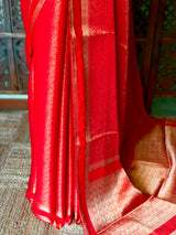Redt Banarasi Crape silk saree - PBRHE3