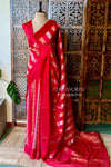 Red Banarasi Crape silk saree - PBRHC7