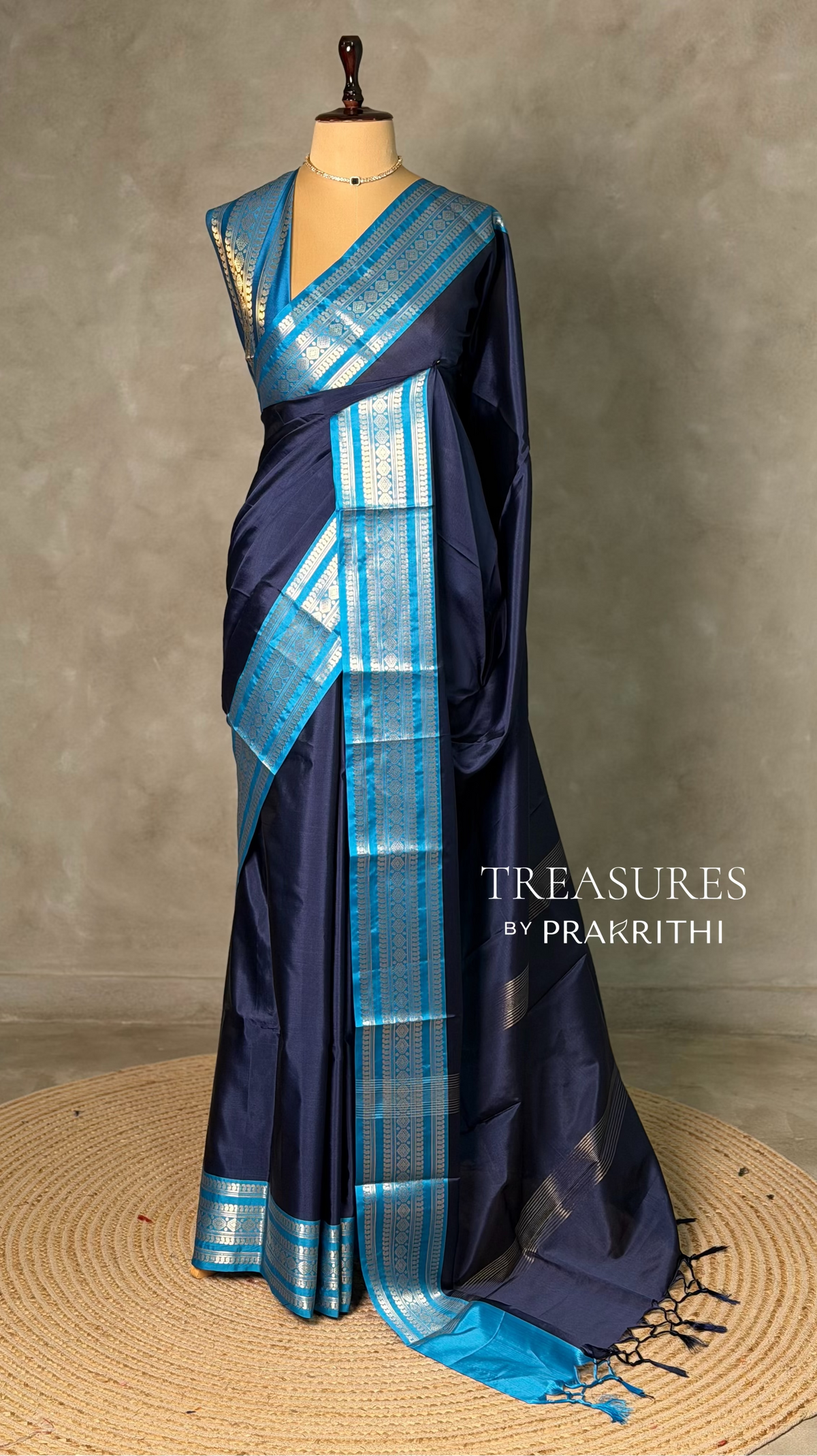 Dark and Light Blue Banarasi silk saree -MPS44B