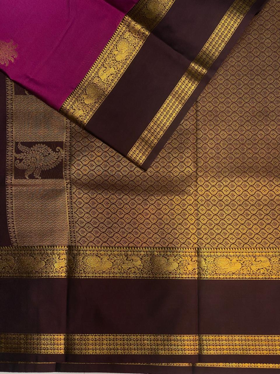 Vadamalli and brown kanchipuram silk saree- PSSR268