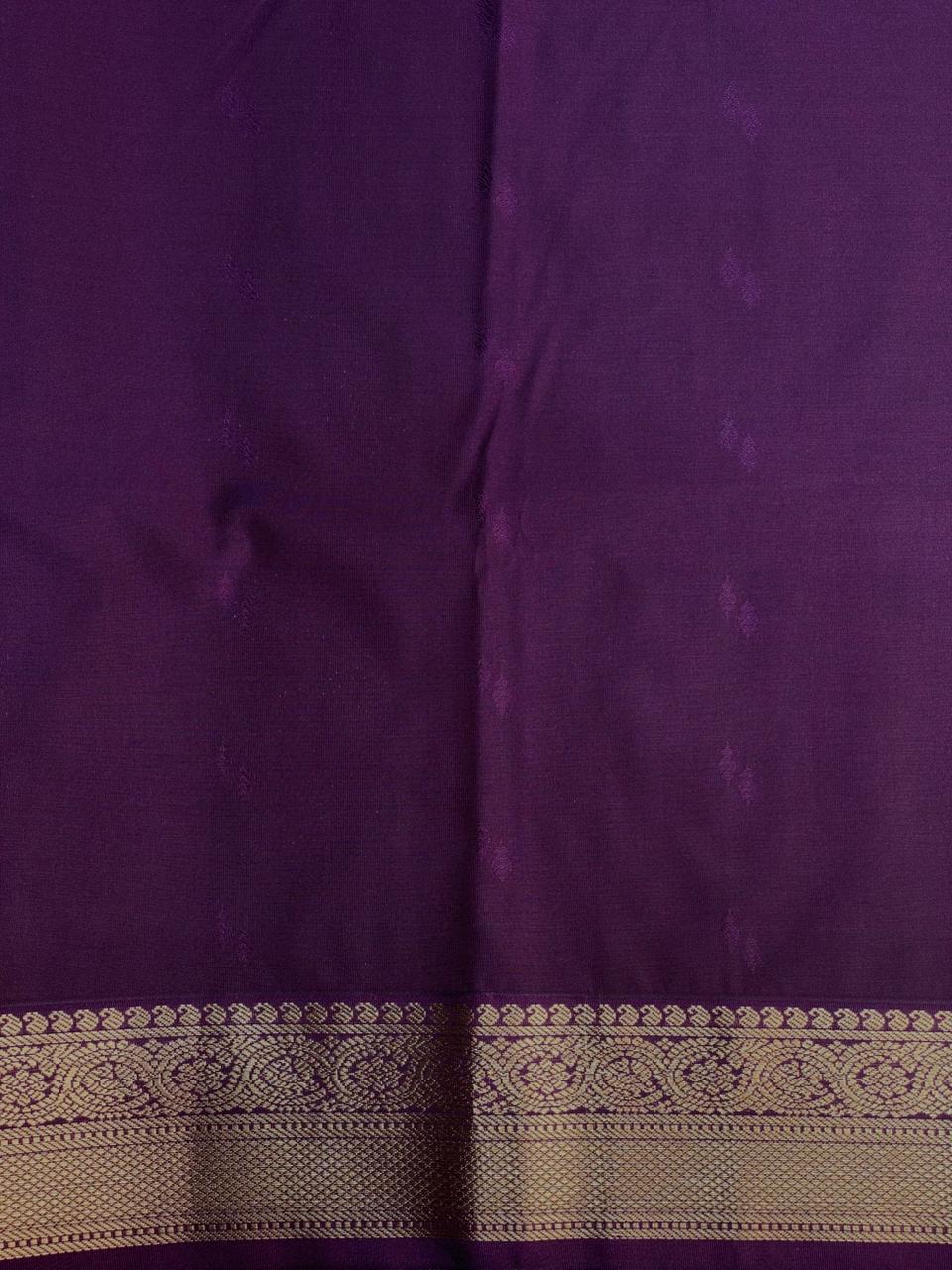 Nude peach and purple kanchipuram silk saree- PSSR269