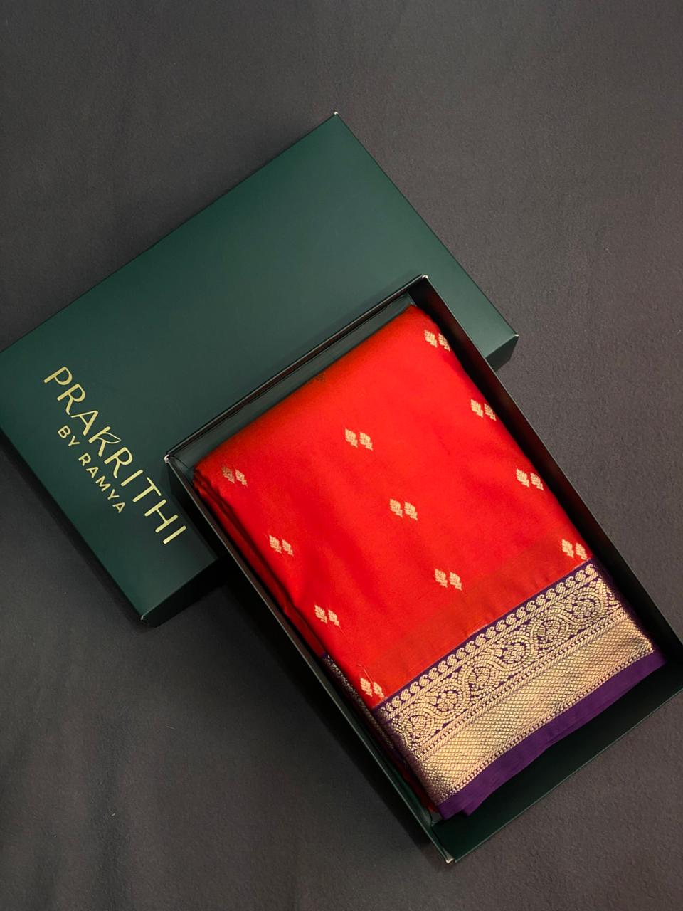 Red and purple kanchipuram silk saree- PSSR270