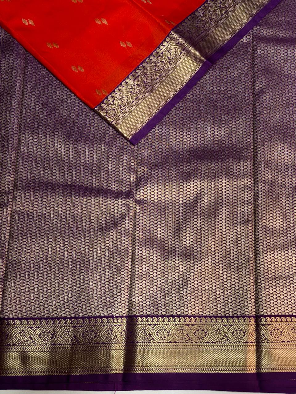 Red and purple kanchipuram silk saree- PSSR270