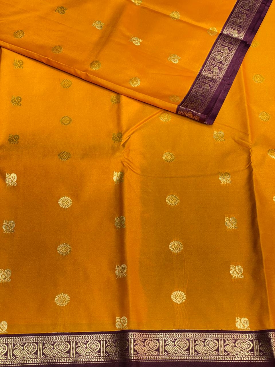 Yellow and purple kanchipuram silk saree- PSSR271