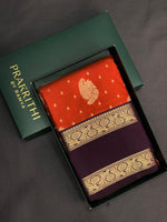 Rust Orange and purple kanchipuram silk saree- PSSR272