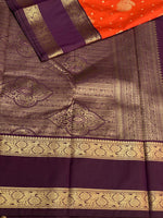 Rust Orange and purple kanchipuram silk saree- PSSR272