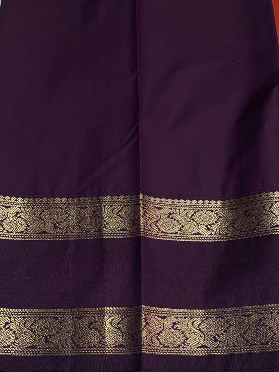 Rust Orange and purple kanchipuram silk saree- PSSR272