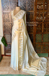 Off white and Gold Soft Silk saree - Onam26N