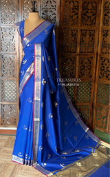Royal Blue Semi Raw mango silk saree- PBR50C