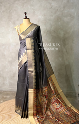 Dark Grey silk cotton saree- PBR49F