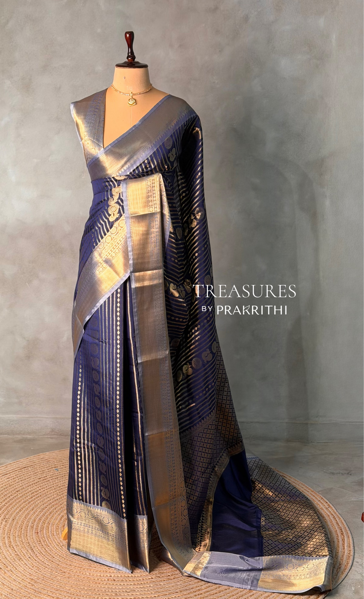 Navy blue banarasi silksaree -LZ8L