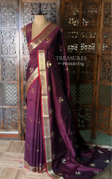 Deep Wine Semi Raw mango silk saree- PBR50F