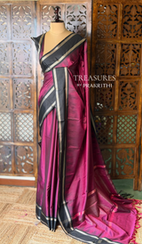 Magenta and Black Semi banarasi silk saree - PIH89A