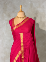 Dark Pink Semi Mysore crepe Silk Saree - PBRMJ6E