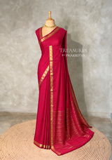 Dark Pink Semi Mysore crepe Silk Saree - PBRMJ6E