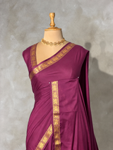 Wine Semi Mysore crepe Silk Saree - PBRMJ6C