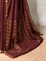 Coffee brown Semi Mysore crepe Silk Saree - PBRMJ6A