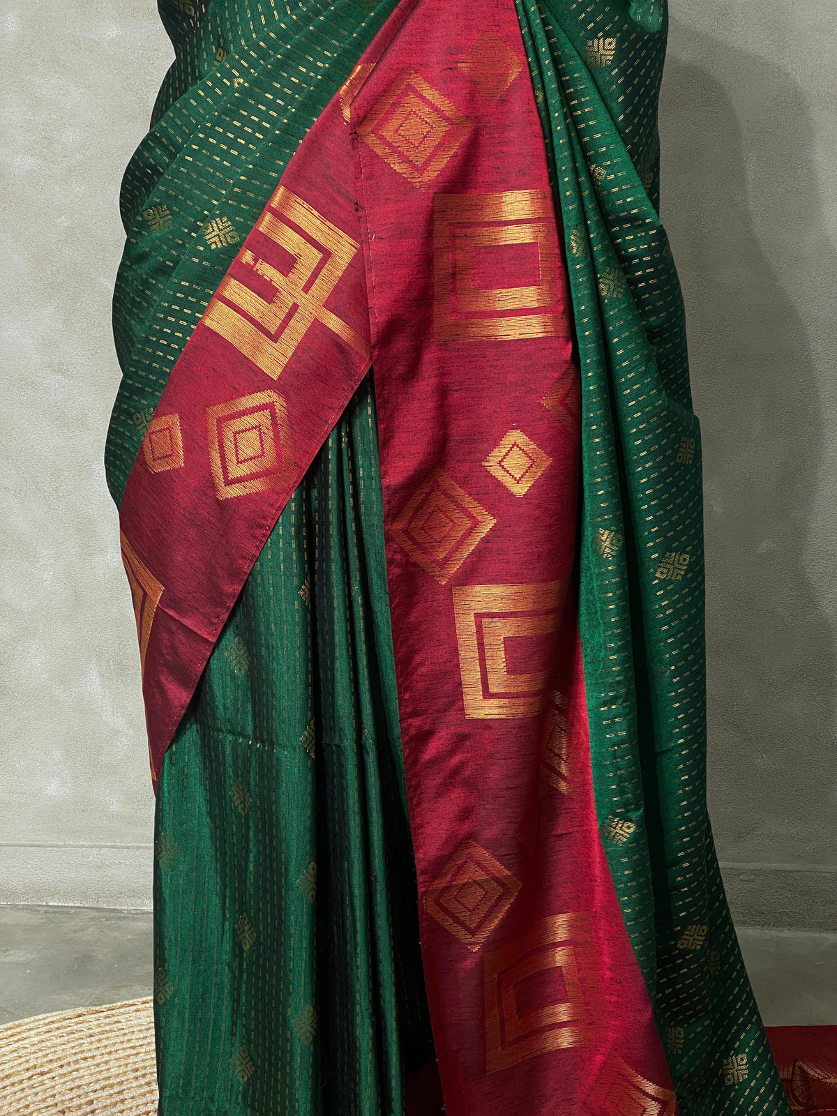 Green and maroon soft silk saree - PSS073A