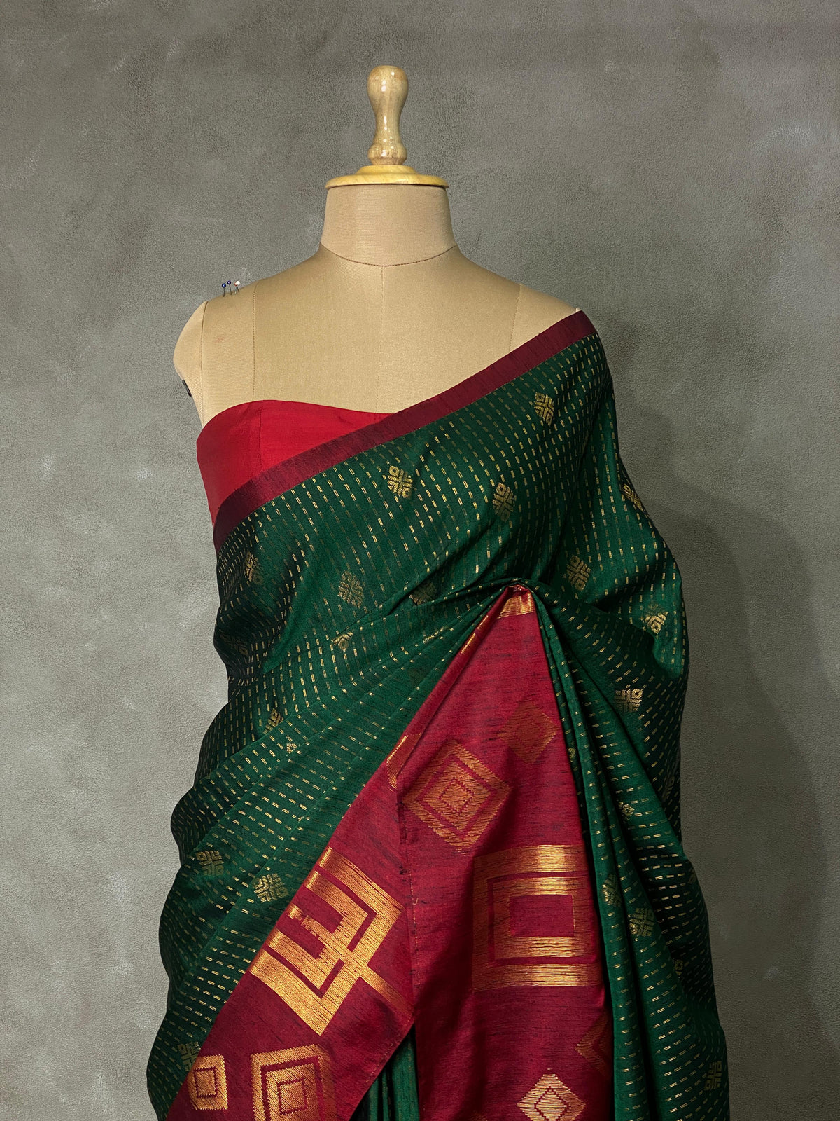 Green and maroon soft silk saree - PSS073A