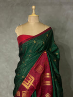 Green and maroon soft silk saree - PSS073A