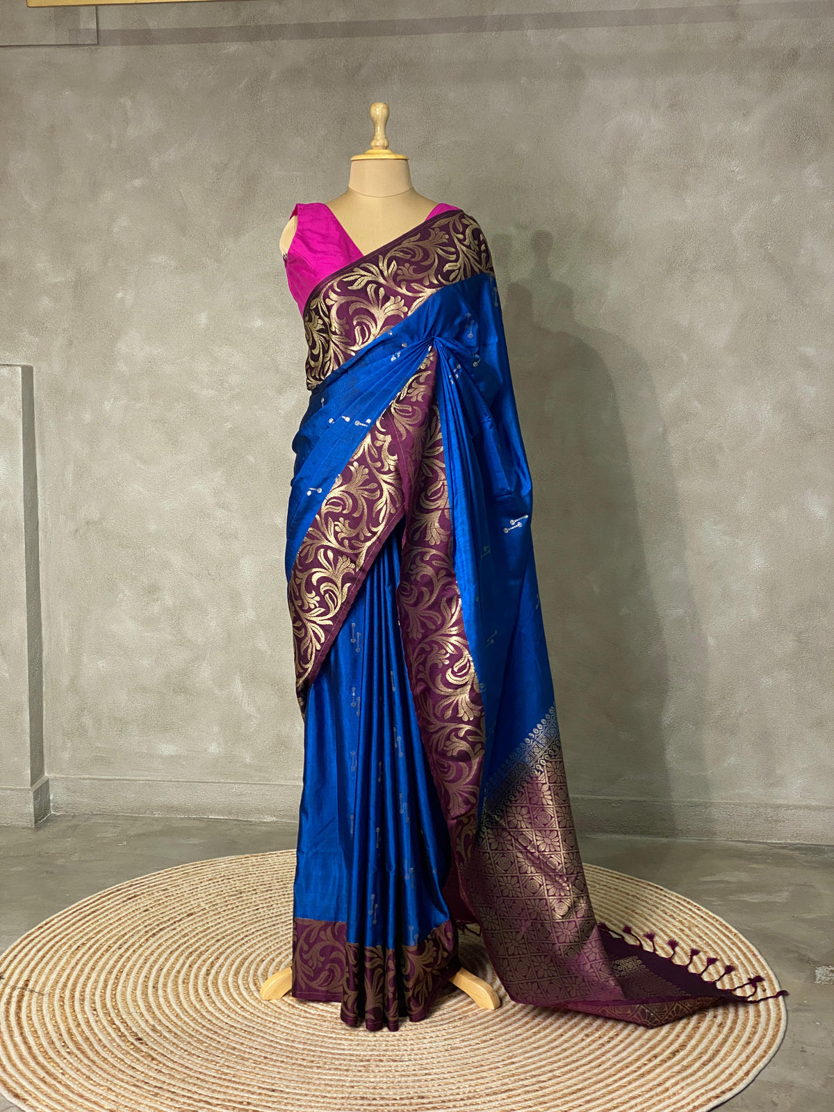 Blue and purple soft silk saree - PSS076B