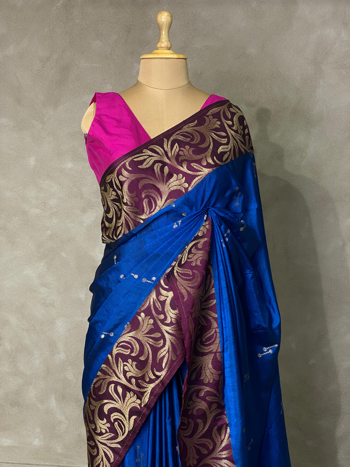 Blue and purple soft silk saree - PSS076B