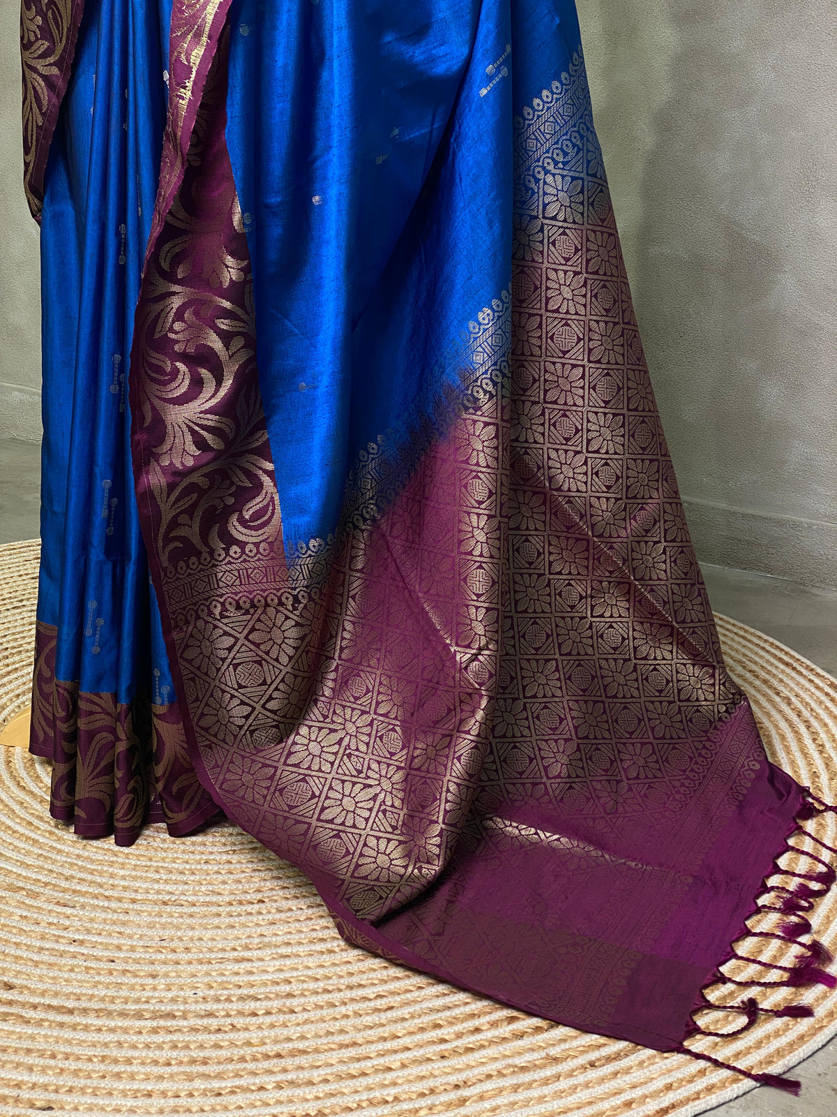 Blue and purple soft silk saree - PSS076B