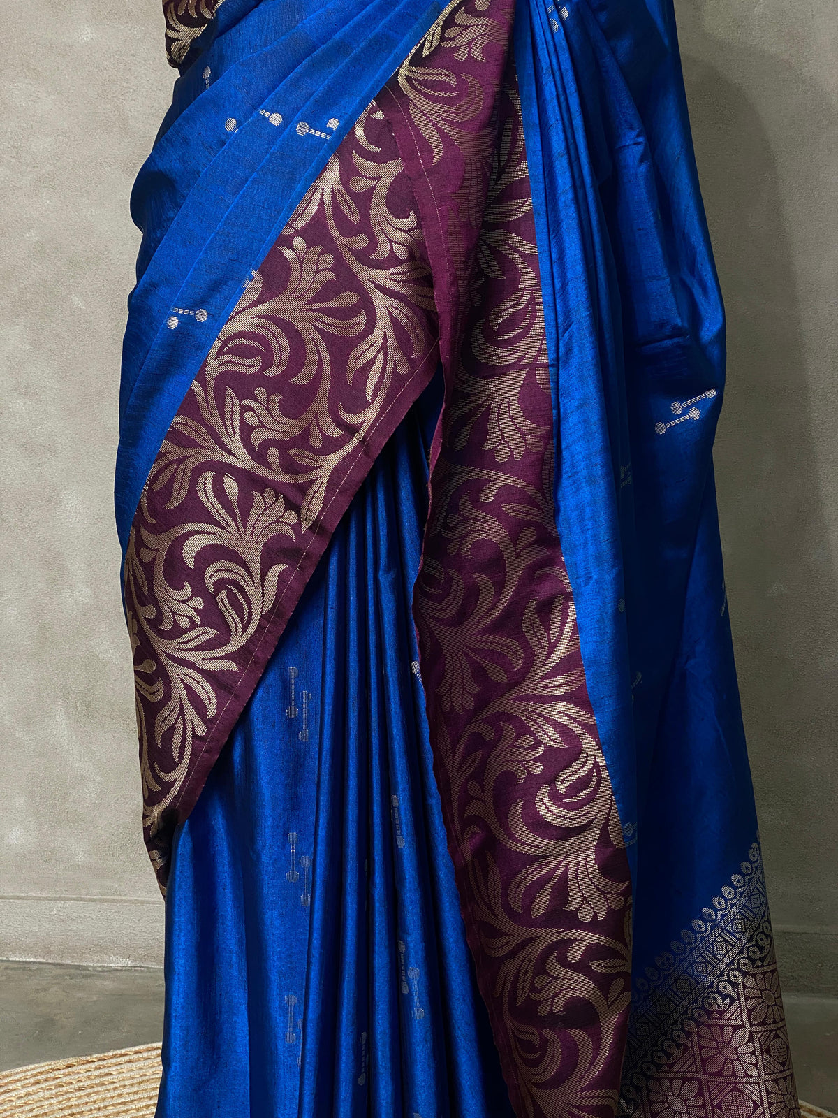 Blue and purple soft silk saree - PSS076B
