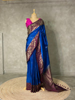 Blue and purple soft silk saree - PSS076B