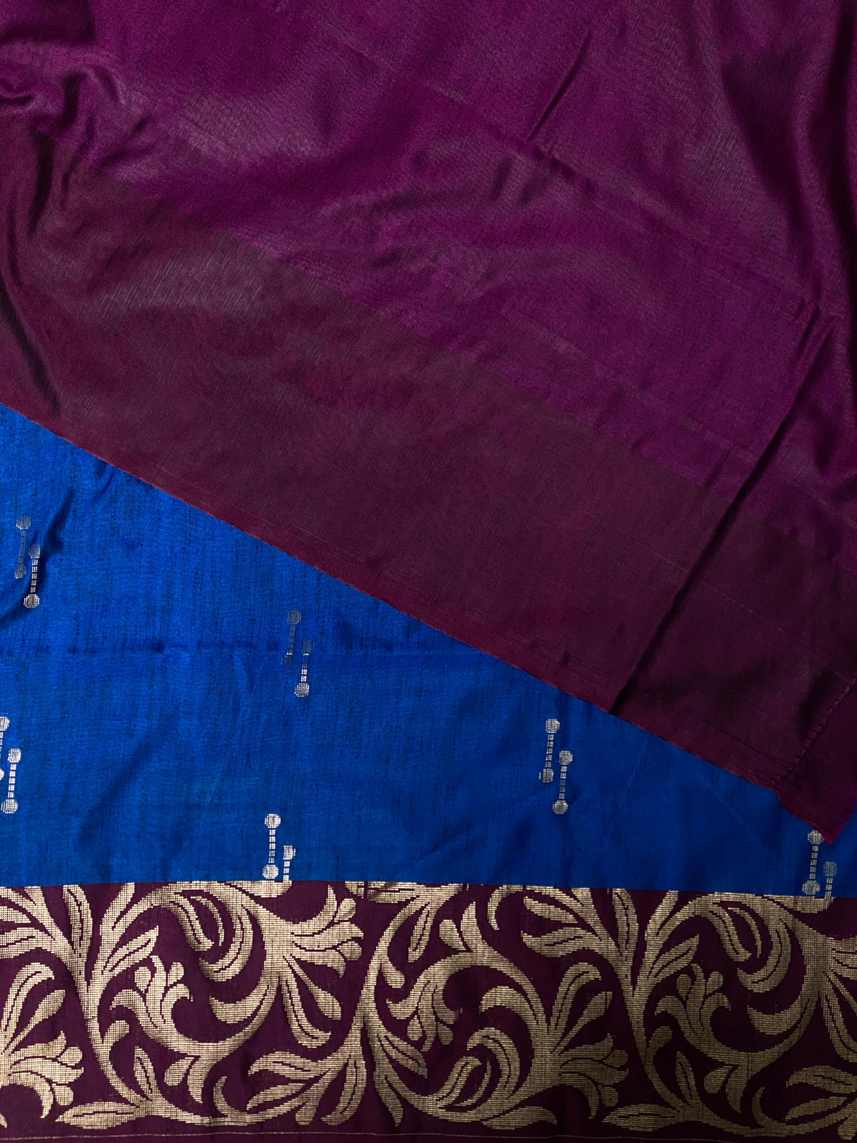 Blue and purple soft silk saree - PSS076B